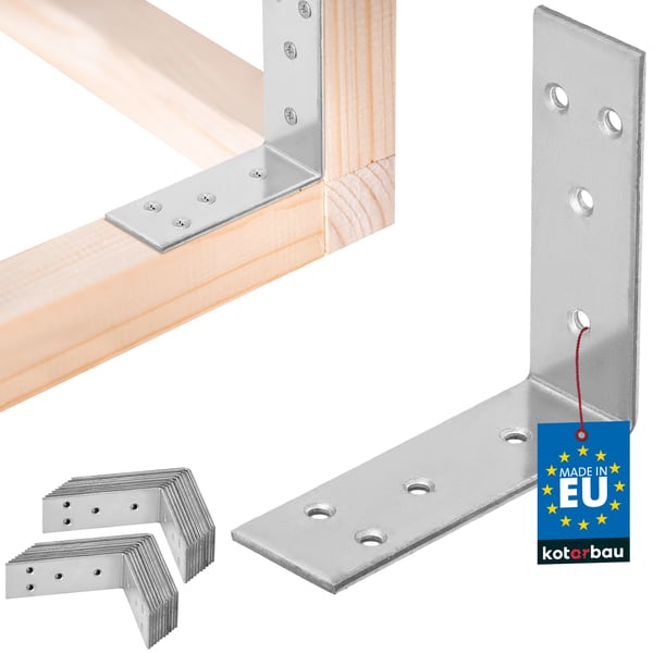 Kotarbau® Kirvesmiehen kulmaliitin ruostumatonta terästä sinkittyä 60 x 60 x 20 mm 25 kpl:n sarja