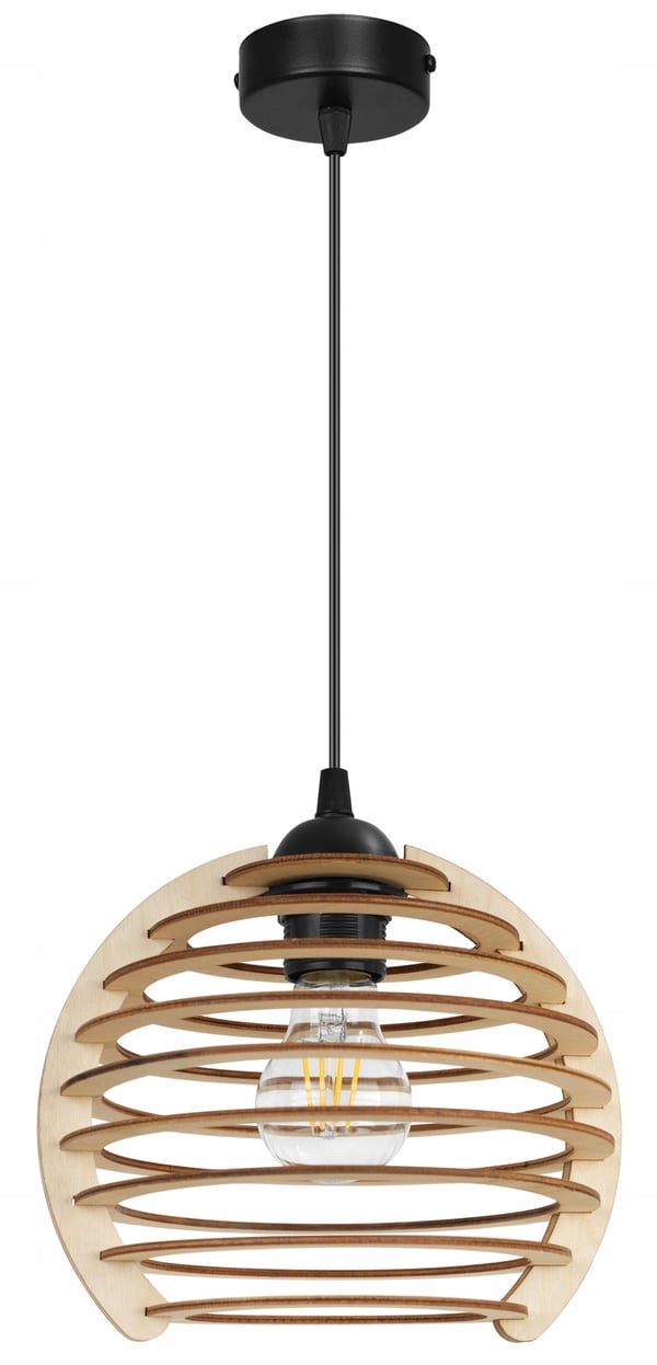 Hængende lampe, loftslysekrone, træ, LED lampeskærm