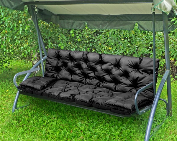 Havepude 120x60x50 cm + 2 puder til gyngestol vandtætte sorte