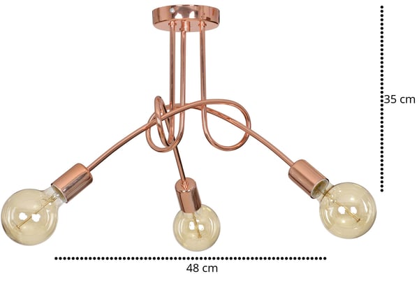 Moderne Edison LOFT pendellampe kobber 3x60W