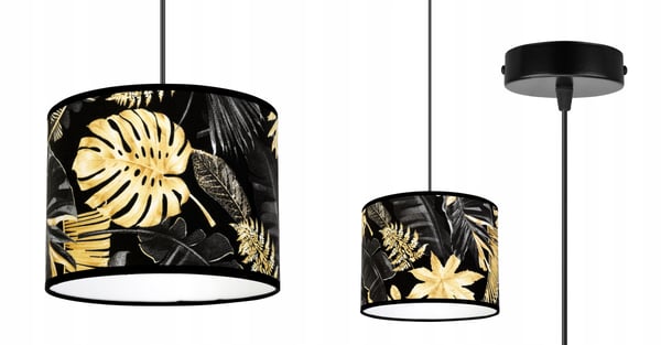 Lofthængende lampe, lampeskærm, gyldne blomster, LED