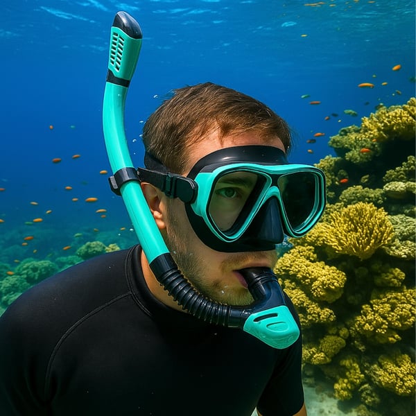 Dykkersæt med maske og snorkelfinner til svømning størrelse 38-42