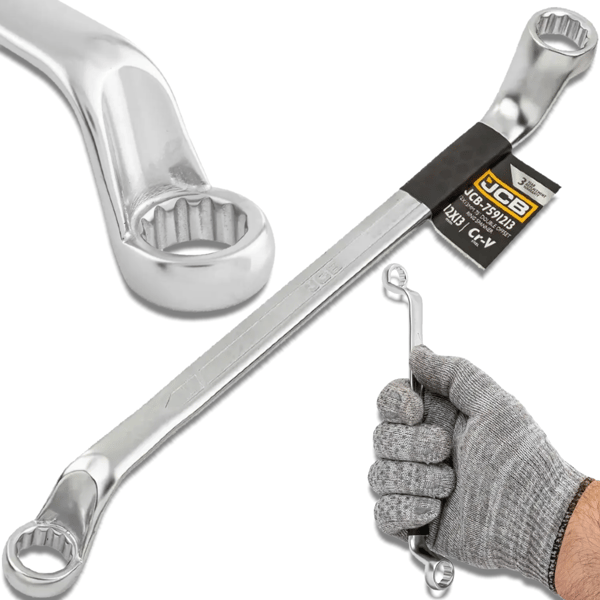 JCB RINGNØGLE 2-SIDET 75 GRADER ANKEL 12x13mm Cr-V 12-PUNKT