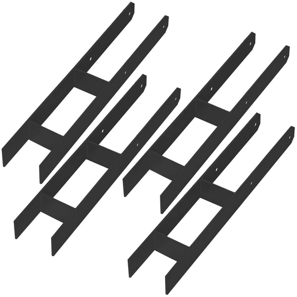 KOTARBAU® H-søjlefod til vægmontering, ankerlås, sort galvaniseret stål, 100 mm, 4-pak
