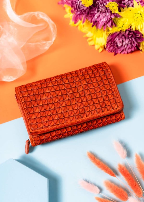 Damplånbok i läder R-N19-ZPT-7293 Orange