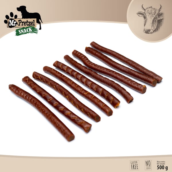 Mr. Pretzel Delicatessherkut, pehmeät naudan lihanauhat 90% koirille 500g