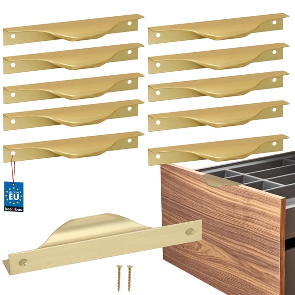 KOTARBAU moderne aluminium møbelgreb mat guld 128/148 mm sæt 10 stk