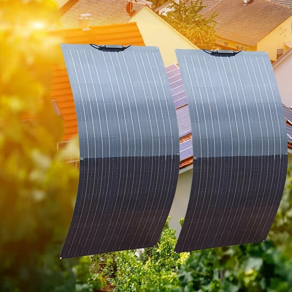 Fleksibelt solpanel, 100W maksimal effekt, høj effektivitet 22%, letvægts- og holdbart design,2 stk 100w