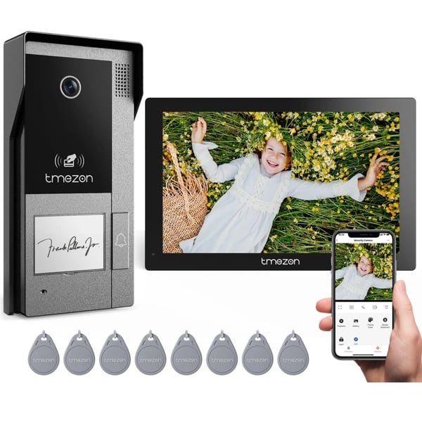 TMEZON WiFi Video Dørtelefon, 1080P Opløsning, 7" Touch Skærm,1M1D