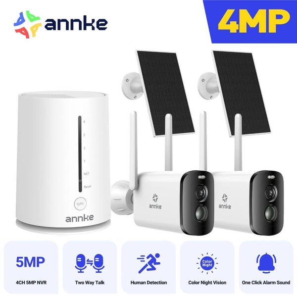 Sikkerhedskamerasystem, 4MP opløsning, panorering og vippefunktionalitet,5200mAh 2stk Kamera