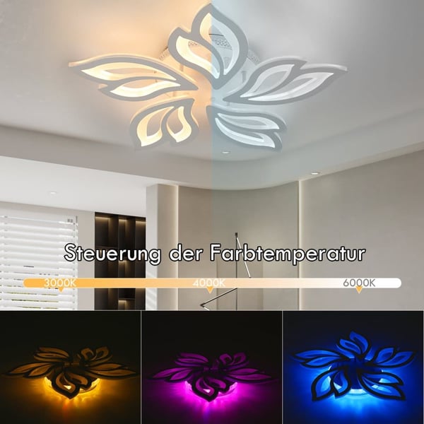 Loftlampe, RGB Farveskift, Dæmpbar med Fjernbetjening,ændrebar, HVID, 54W