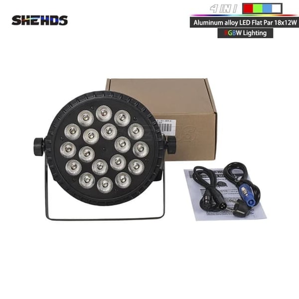 LED Par Belysning, Vandtæt, RGBWA+UV, DMX 6/10 Kanaler, Aluminium 18x12, EU-stik