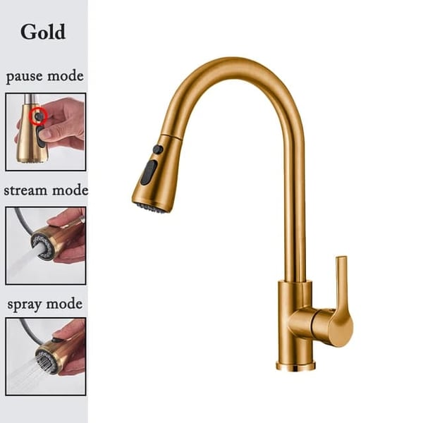 Køkkenarmatur, Udtrækkeligt Design, Nikkelbelægning, cf04043-GOLD