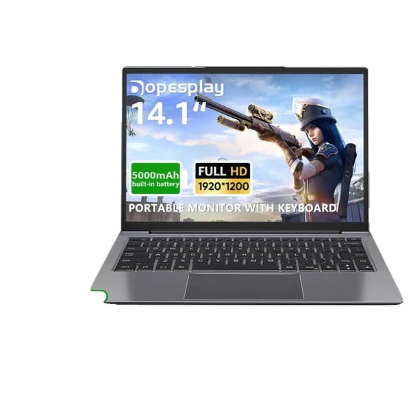 Bærbar Lapdock Skærm, 14 Tommer, 1920 x 1200 Opløsning, IPS Panel, 5000mAh Batteri, 3 ms Reaktionstid