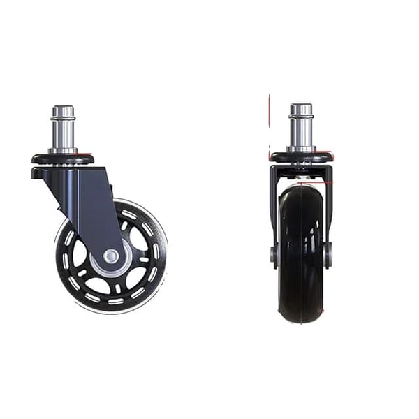 Kontorstolshjul, Universel pasform, Drejedesign, 3 tommer, Stilk Diameter 11mm