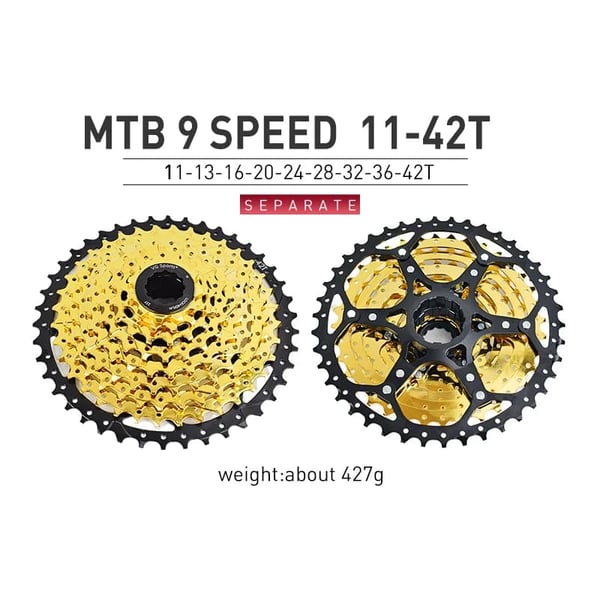 MTB cykel frihjul, separat design, ultralight aluminium., 9s 42t guld