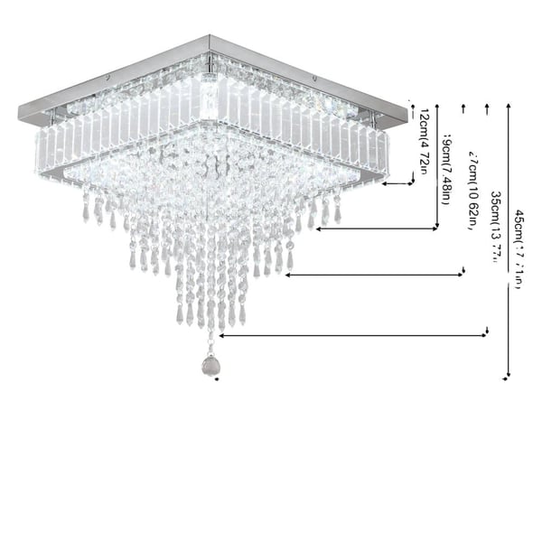 Hængelampe, Krystaldesign, LED-belysning, W 45cm, Kold Hvid