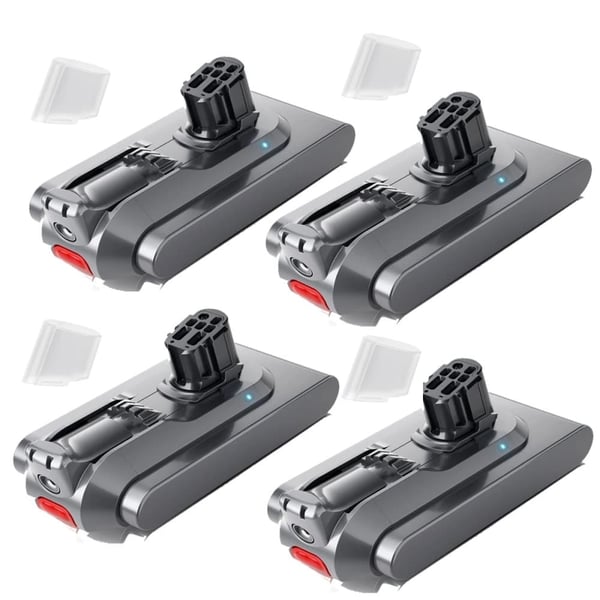 Erstatningsbatteri, 25.2V, 6000mAh kapacitet, kompatibel med Dyson, 4PCS med AC