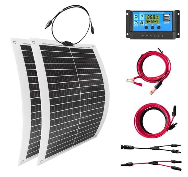 2000W Solcellesystem Kit, Høj Effektivitet Soloplader, Holdbart Vandtæt Design,2 stk. med kontrol