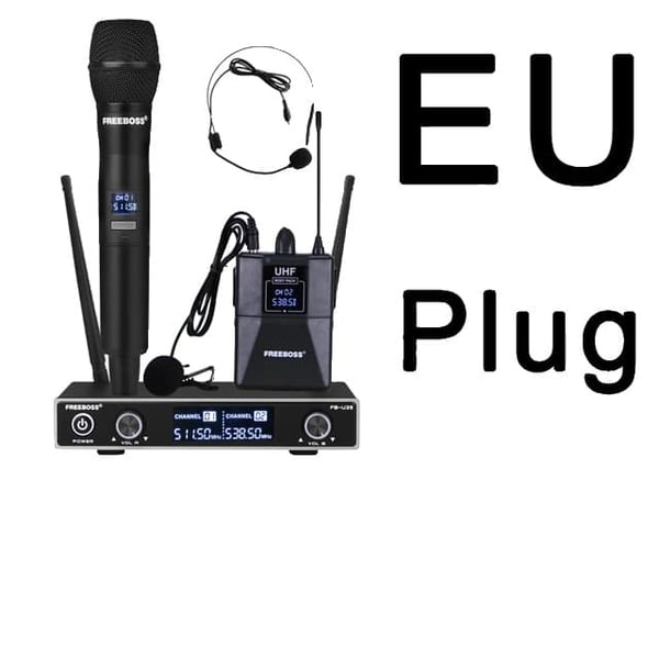 Langaton mikrofoni, UHF-teknologia, yksilöllinen äänenvoimakkuuden säätö, EU-pistoke 501 524 MHz