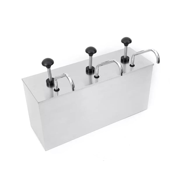 Sauce Dispenser, Rustfrit Stål, Pumpe Design, 4L Kapacitet,Sølv