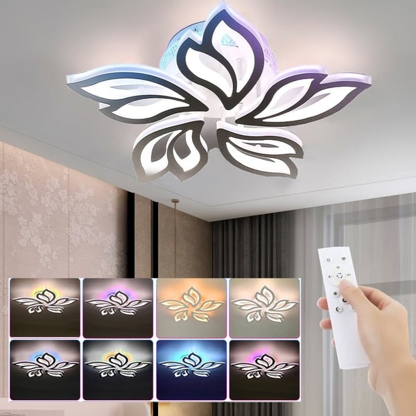 Loftlampe, RGB Farveskift, Dæmpbar med Fjernbetjening,ændrebar, HVID, 54W