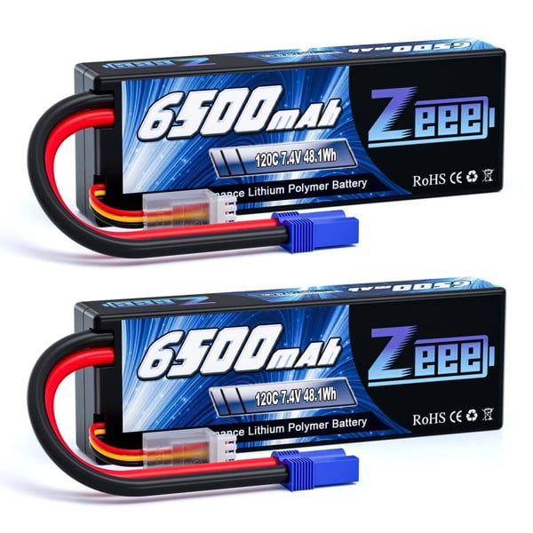 Zeee 2S Lipo-akku, 6500mAh kapasiteetti, 7.4V jännite,2S 120C 6500 EC5
