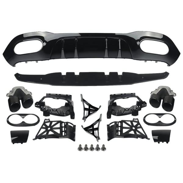 Bageste kofanger diffuser, ABS materiale, perfekt pasform,A45 ser sort