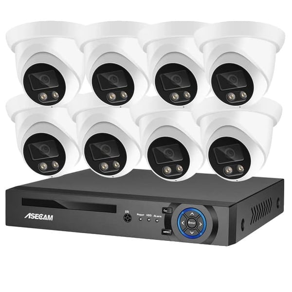 Sikkerhedskamera system, 8MP 4K opløsning, AI farve natvision, , None, 8CH NVR and 8 Camera