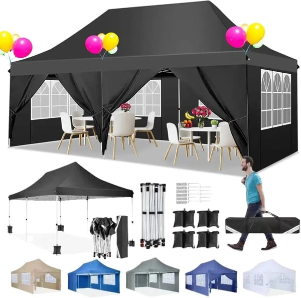 Pavillon, Vandtæt, Justerbar Højde,Sort