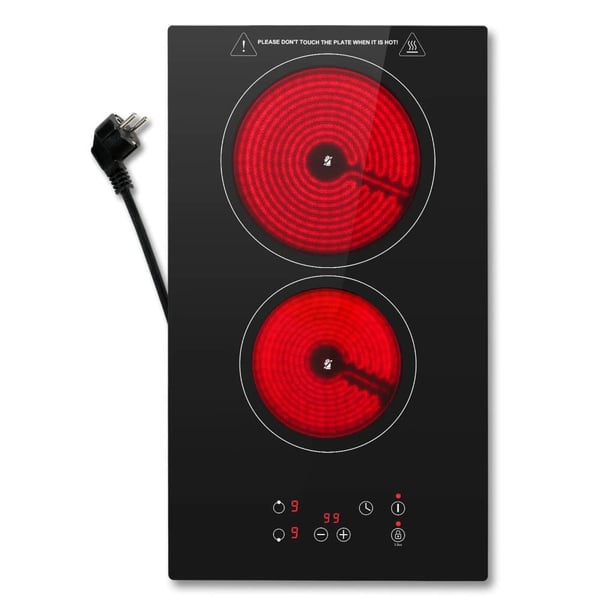 Glaskeramisk Kogeplade, Berøringskontrol, Alsidige Madlavningsfunktioner,EU-b, 2-Burner
