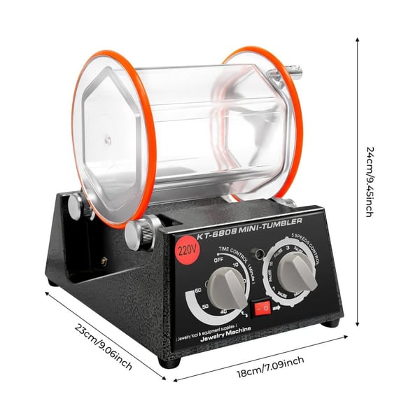 Smykke Poleringsmaskine, Justerbar Hastighed, Timer Kontrol,EU, 60W