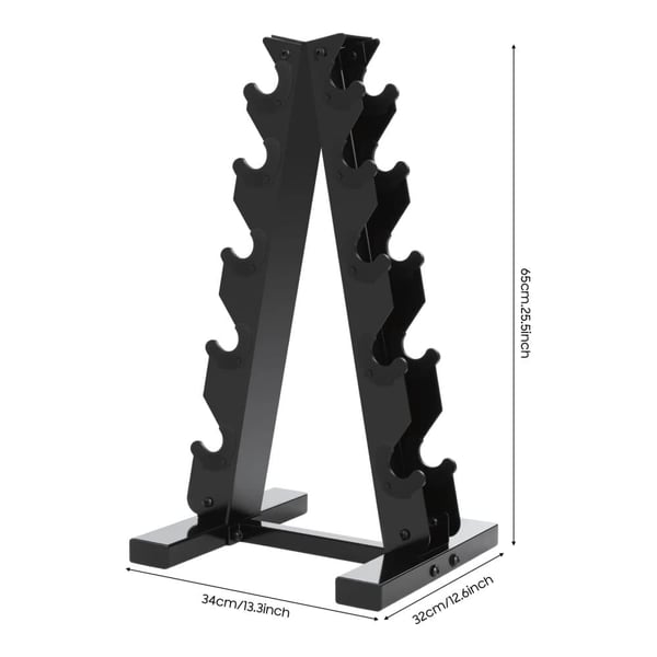 Dumbbell Rack, 5-lags A-ramme design, holder 100 kg,sort