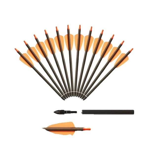 Kulstof Krydsbue Pilebolte, 75/15 Tommer, 2 Fjer., , 7.5inch 12pcs orange