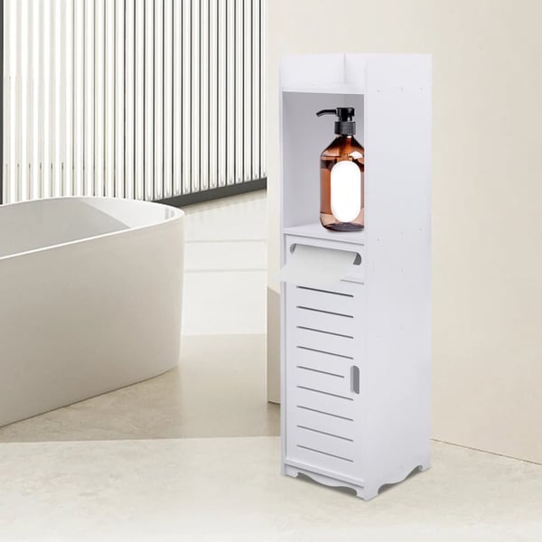 Badeværelsesopbevaringsskab, PVC-materiale, Dimensioner 20x20x80cm, Samling påkrævet, Hver hyldes belastningskapacitet 3kg, Pakke størrelse 82x22x6cm