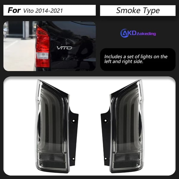 AKD Baglygter, LED Dynamisk Signallys, Til Mercedes-Benz Vito 2014-2021,Mørkegrå