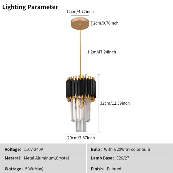 Pendellampe, Moderne Design, LED Teknologi,Kold Hvid, 20cm sort