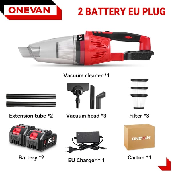 Trådløs Støvsuger, Kraftig Sug, HEPA Filter,2 Batteri Sæt
