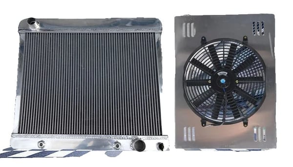 Radiator i aluminium, passer til 1963-1966 Chevy C10/C20/C30, kerne størrelse 580mm x 440mm, samlet størrelse 640mm x 570mm, 3 rækker Radiator i aluminium, passer til 1963-1966 Chevy C10/C20/C30, kerne størrelse 580mm x 440mm, samlet størrelse 640mm x 570mm, 3 rækker