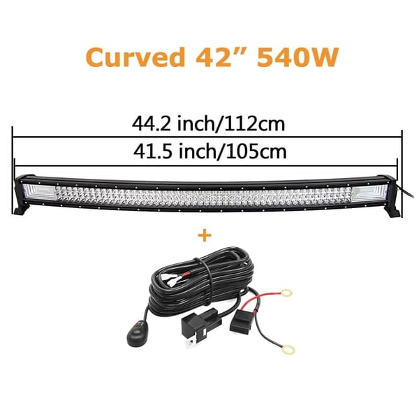 LED lysbjælke, buet design, offroad kapacitet,42tommer 540w ledning kit