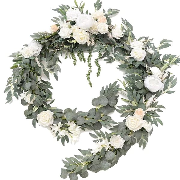Kunstig Eukalyptus Guirlande, Elegante Silkeblomster, Perfekt til Bryllupper,