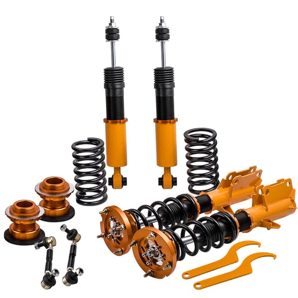 Coilover affjedringskit, forårsfrekvens 8 kg/mm, bagforårsfrekvens 6 kg/mm, justerbar højde 505-665 mm, kompatibilitet Ford Mustang 2005-2014