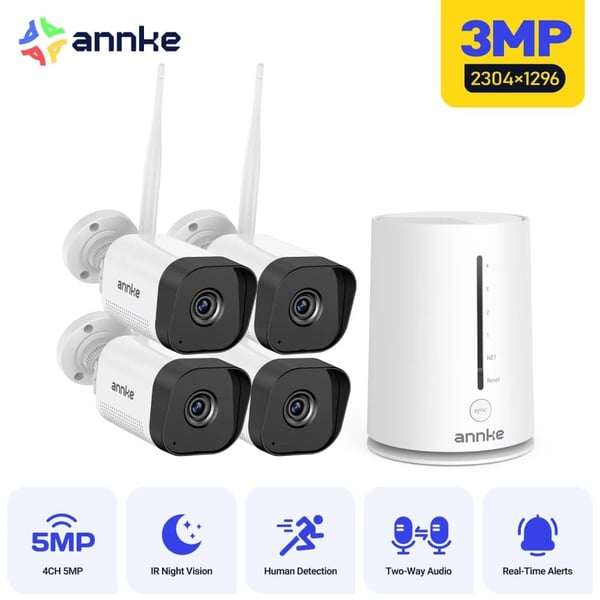 Trådløst Sikkerhedskamera, 5MP Opløsning, Nattesynsfunktion,I71GK 4Pcs Kamera