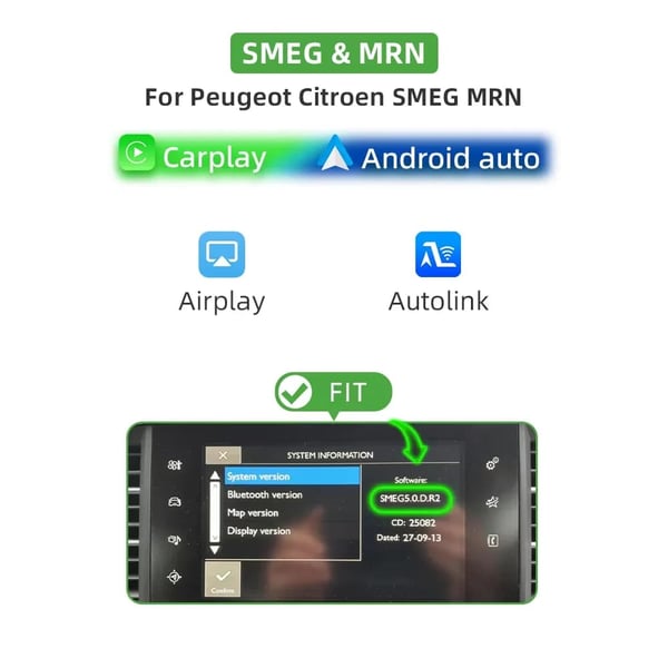 Trådløs Carplay-adapter, understøtter Android Auto, nem installation,SMEG MRN System