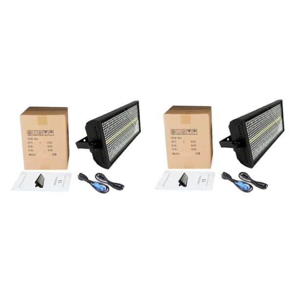 200W LED Strobe Lys, Høj Lysstyrke, DMX Kontrol,2 stykker, EU Stik