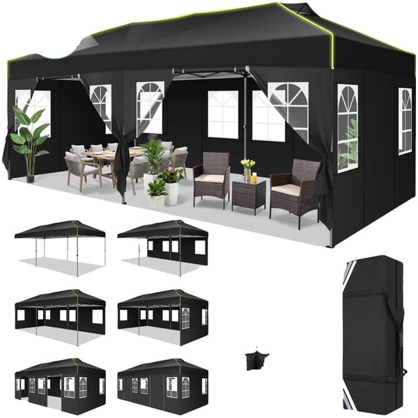 Gazebo, vedenpitävä, säädettävä korkeus,Musta