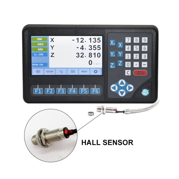 Digitalt display, Omdrejningstæller funktion, Hall sensor, 3 Axis DRO
