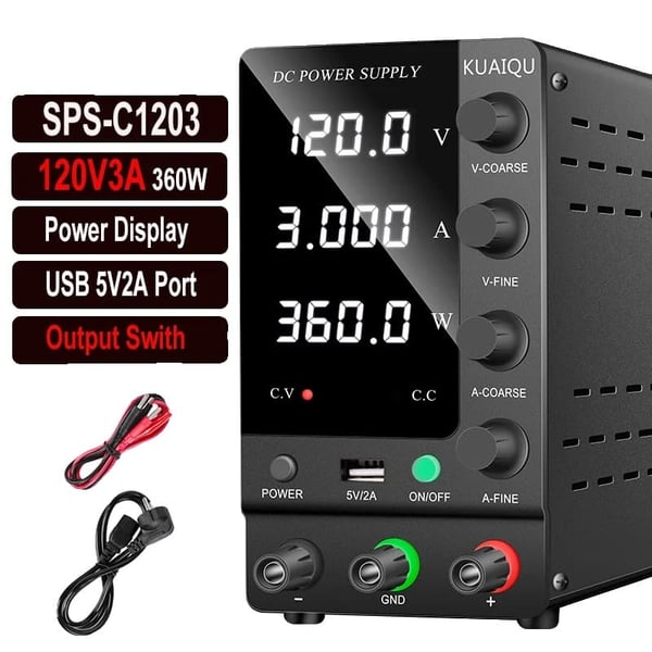 DC Strømforsyning, Justerbar Udgange, 4-Cifret LED Display,SPS-C1203 120V3A