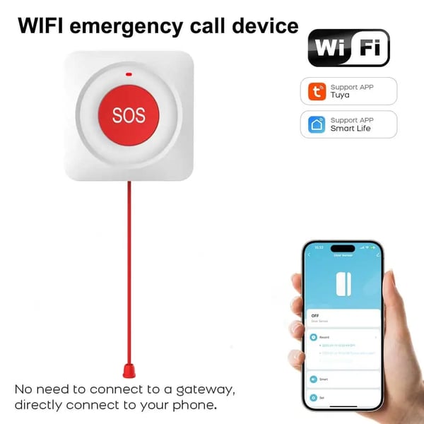 Paniktast, Nødalarmer, Smart Home Kompatibilitet,WIFI