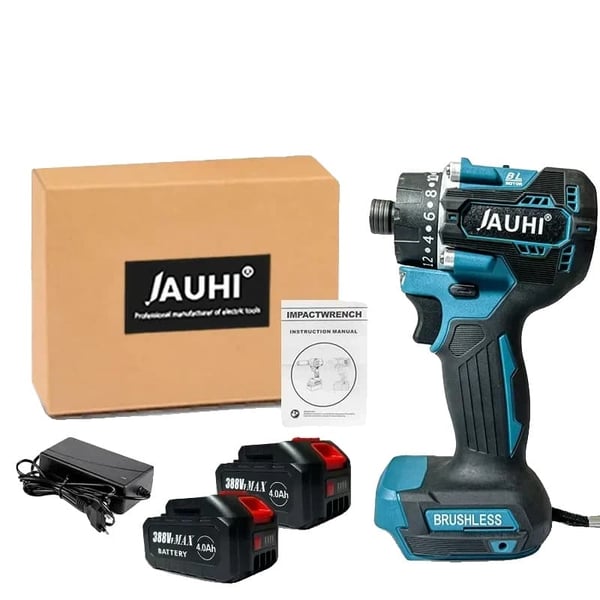 JAUHI Børsteløs Skruetrækker, 280N.m Moment, 4000rpm Hastighed,2 Batteri-388VF